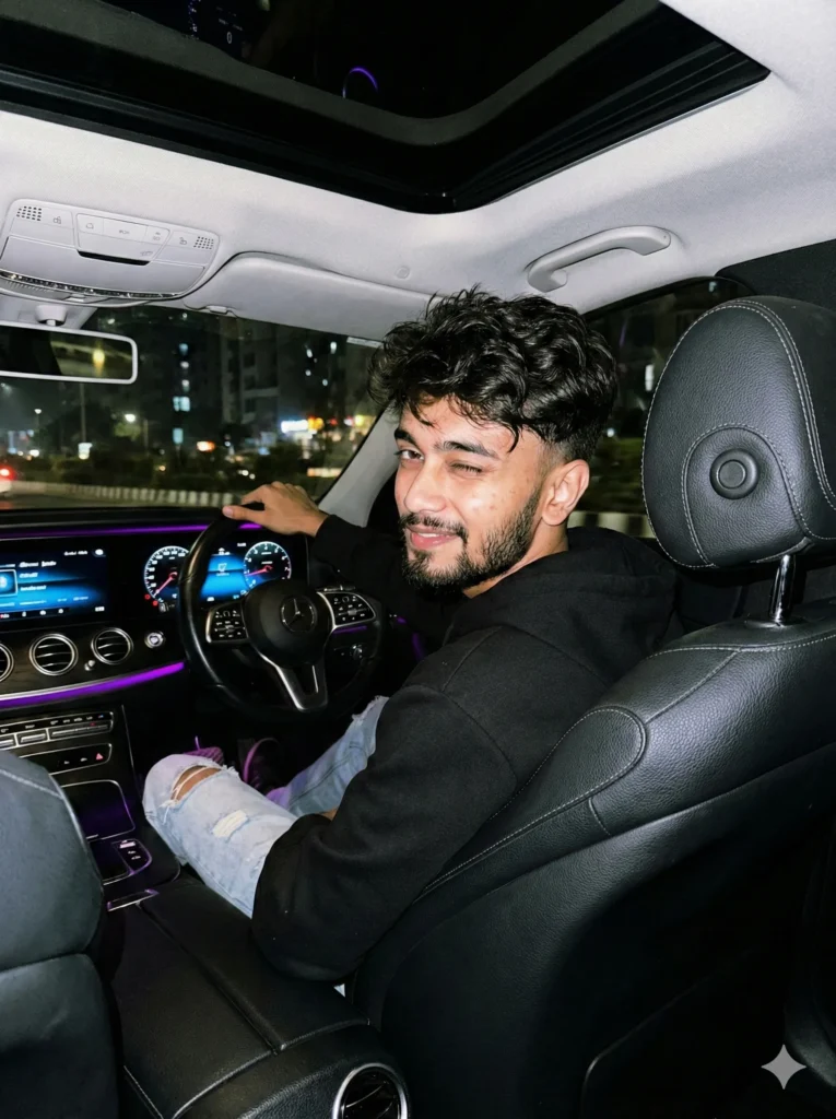 Backseat Wink Night Drive Portrait | AI Prompt
