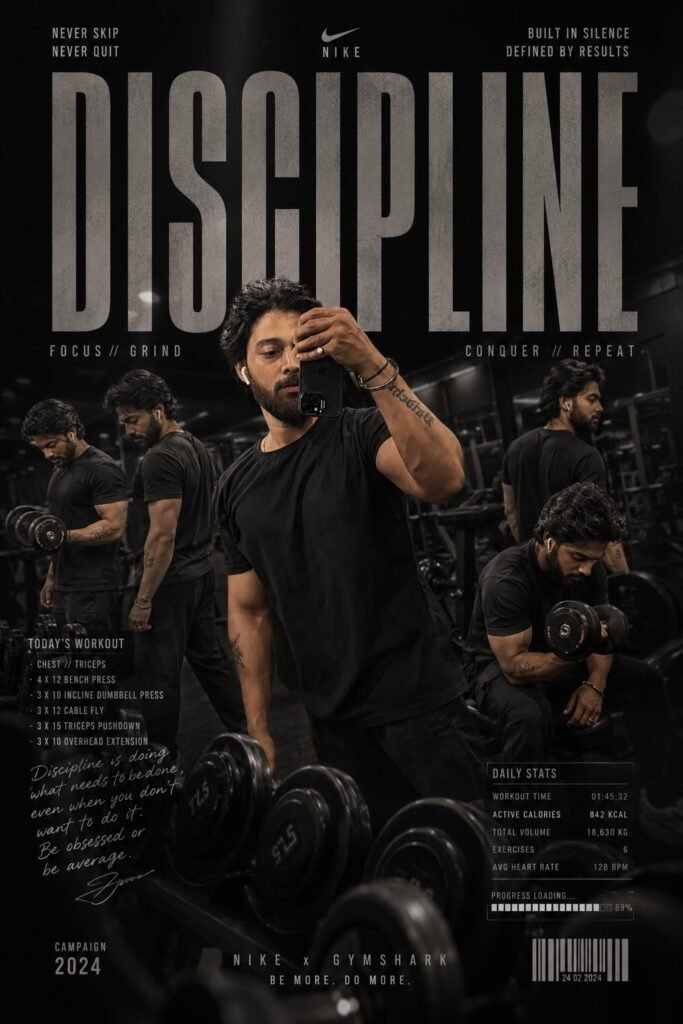Discipline Mirror Selfie Gym Poster | AI Prompt