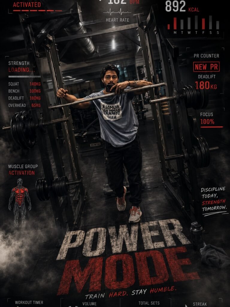Power Mode Gym Fitness Poster | AI Prompt