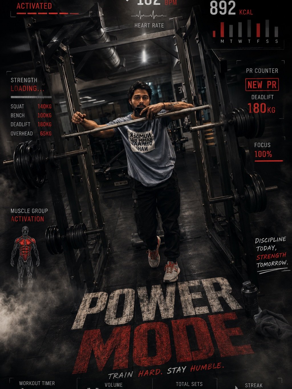 Power Mode Gym Fitness Poster | AI Prompt