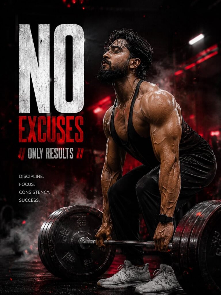 No Excuses Fitness Reel Thumbnail | AI Prompt