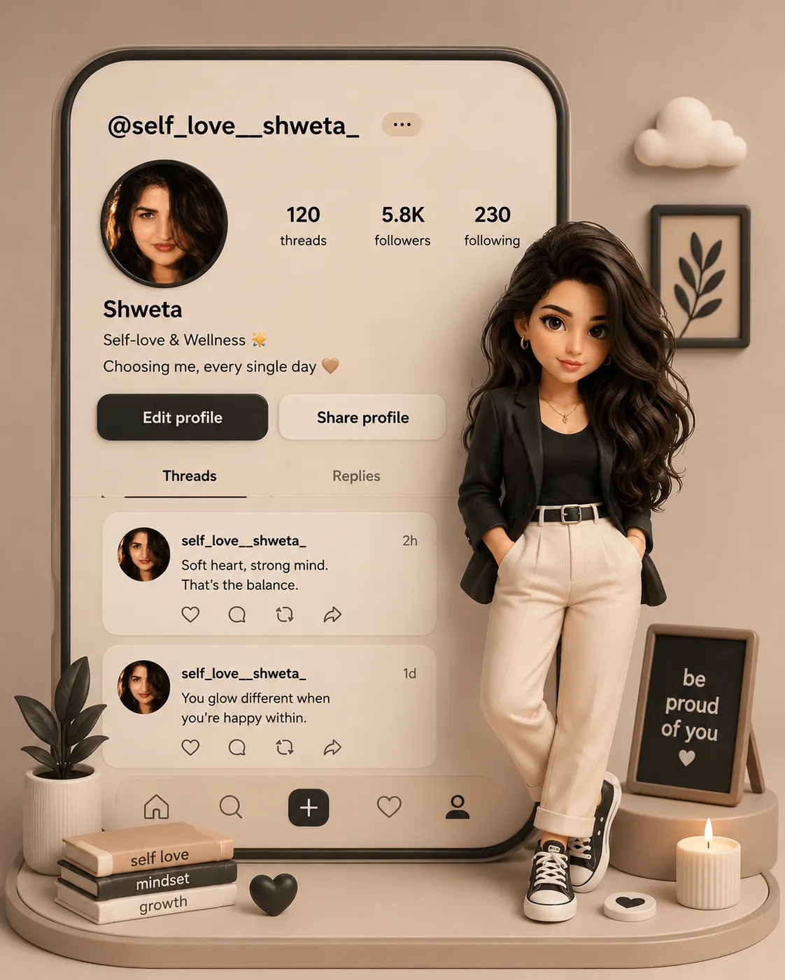 3D Pastel Diorama Threads Profile Prompt | AI PROMPT