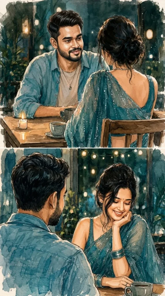 Watercolor Coffee Date Couple Illustration Prompt | AI PROMPT