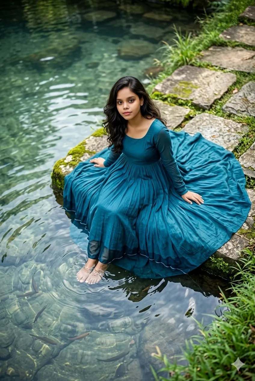 Enchanted Water Anarkali – AI Prompt