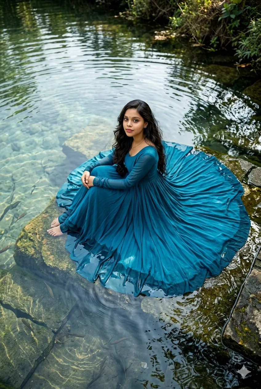 Enchanted Water Anarkali – AI Prompt