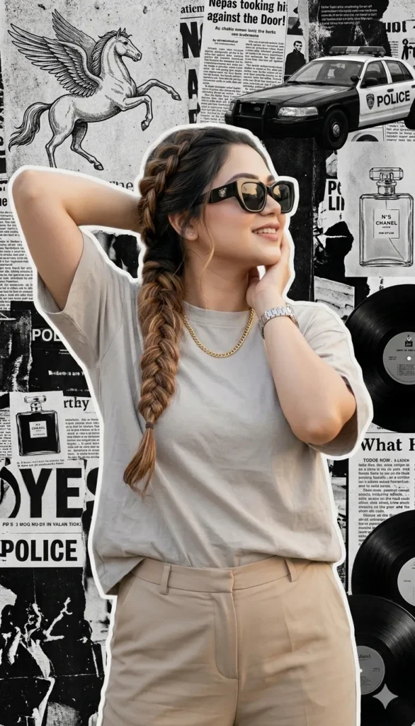 High-Fashion French Side-Braid Editorial Portrait | AI Prompt