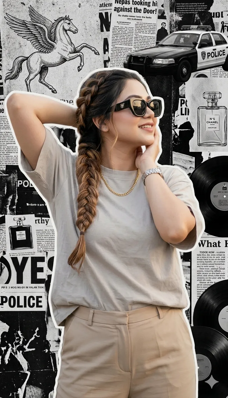 High-Fashion French Side-Braid Editorial Portrait | AI Prompt