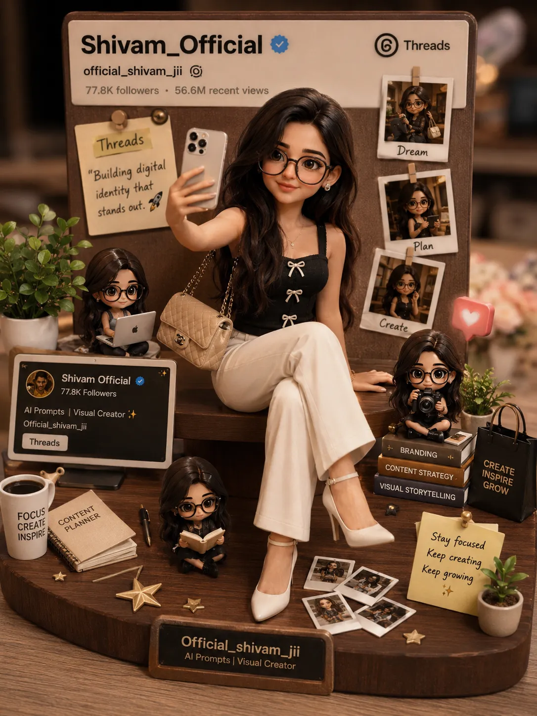 3D Chibi Influencer Desk Diorama | AI Prompt