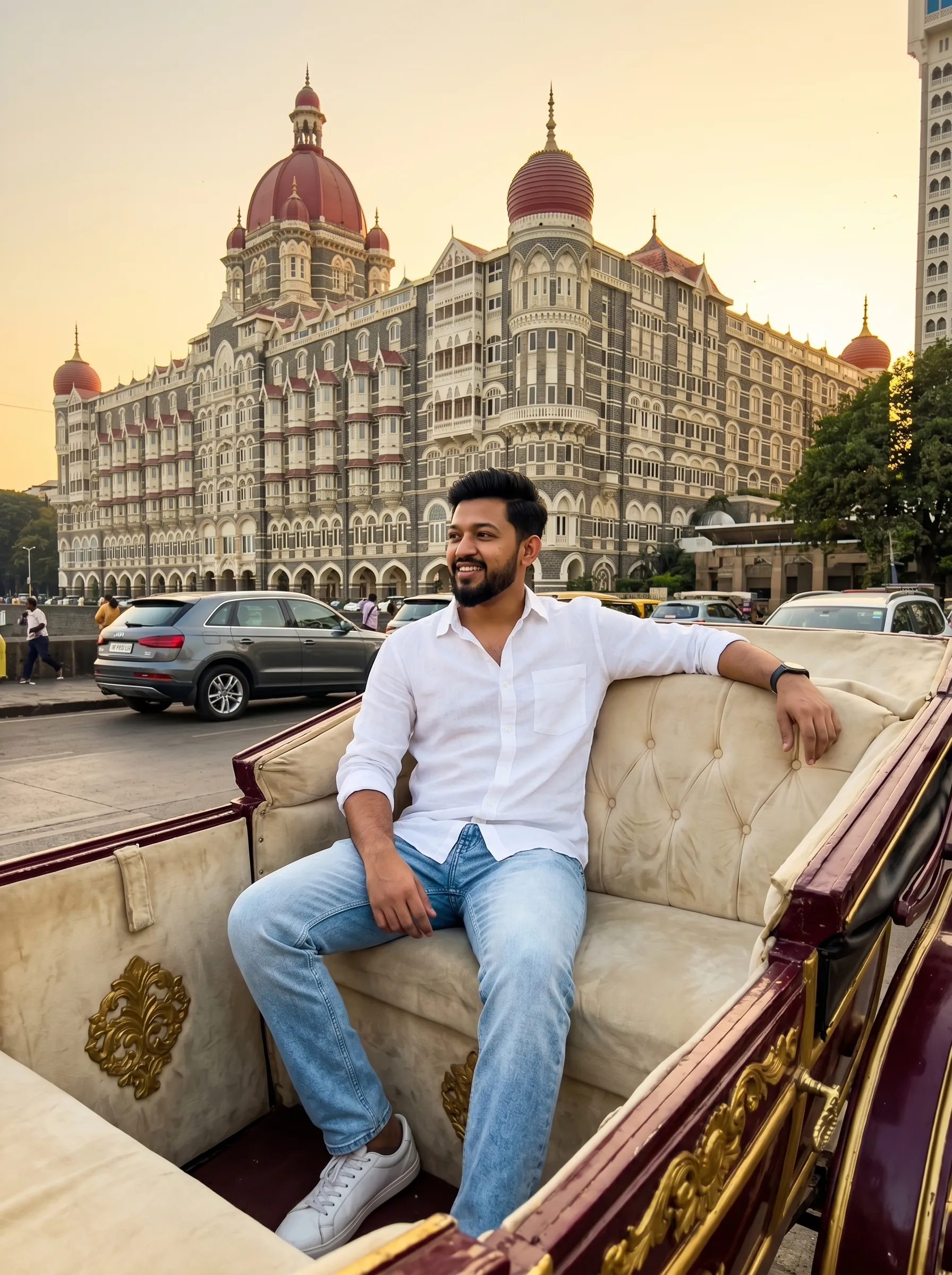 Taj Mahal Palace Luxury Carriage Portrait | AI Prompt