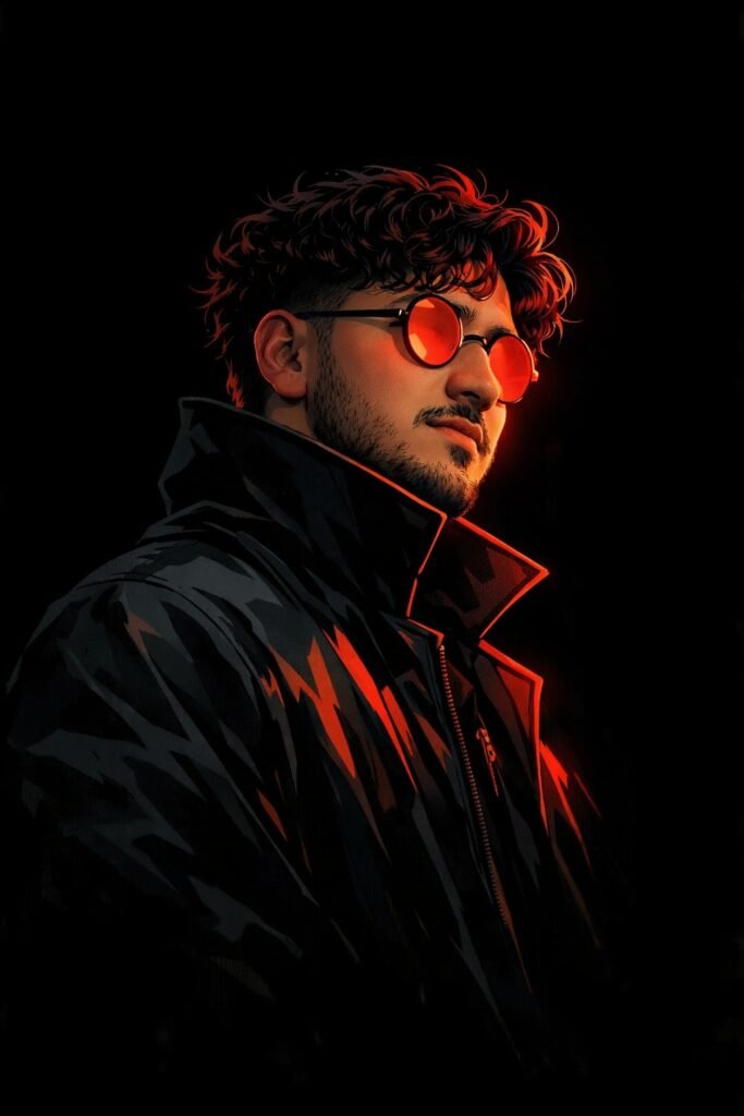 Crimson Cyberpunk Anime Noir Portrait | AI Prompt