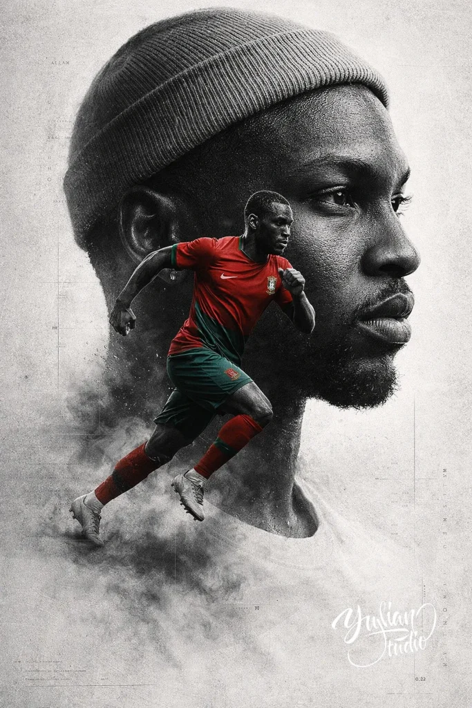 Legend in Motion Double Exposure Sports Poster | AI Prompt
