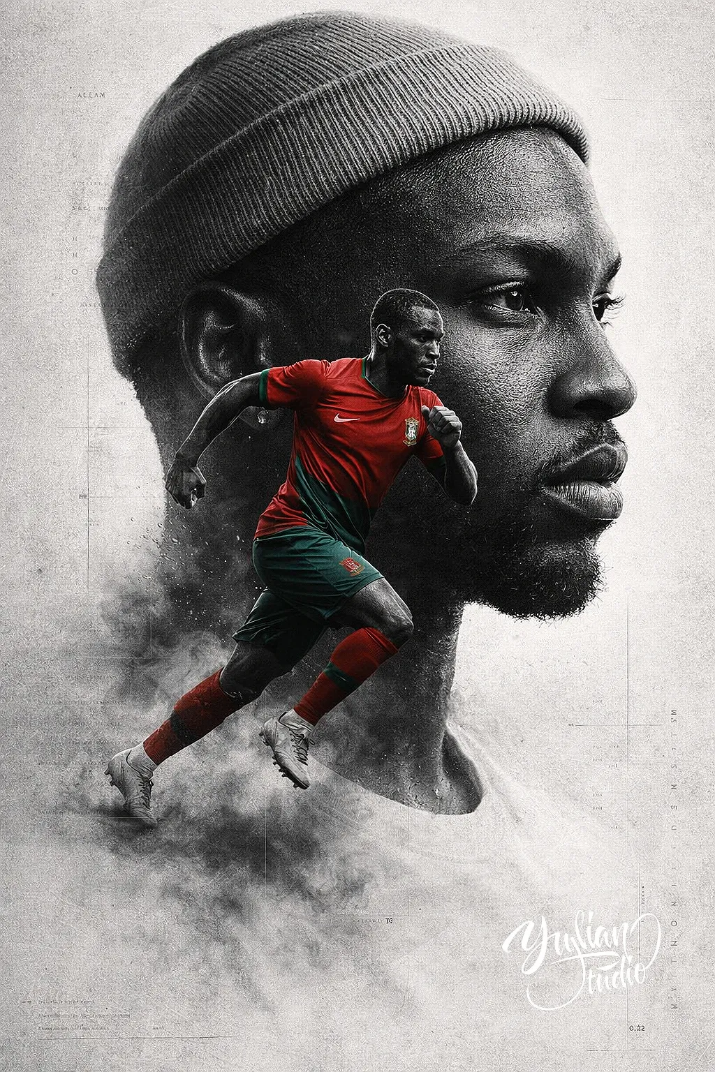 Legend in Motion Double Exposure Sports Poster | AI Prompt