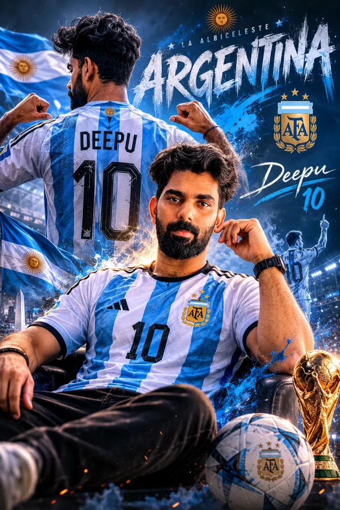 Argentina No. 10 Double Exposure Football Poster | AI Prompt