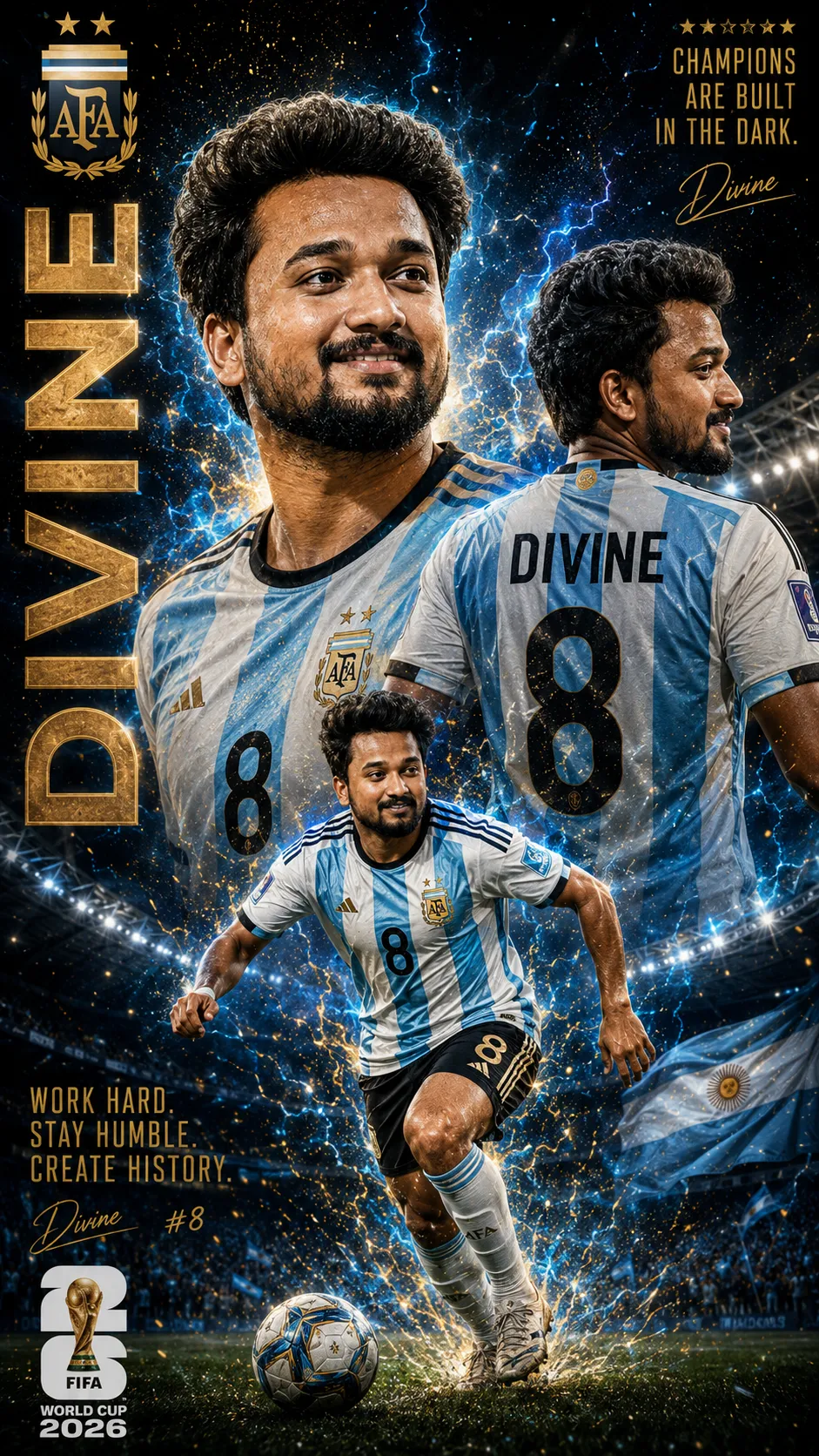DIVINE #8 Argentina World Cup 2026 Football Poster | AI Prompt