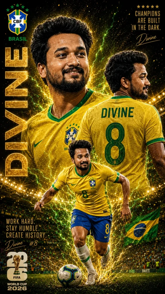 DIVINE #8 Brazil World Cup 2026 Football Poster | AI Prompt