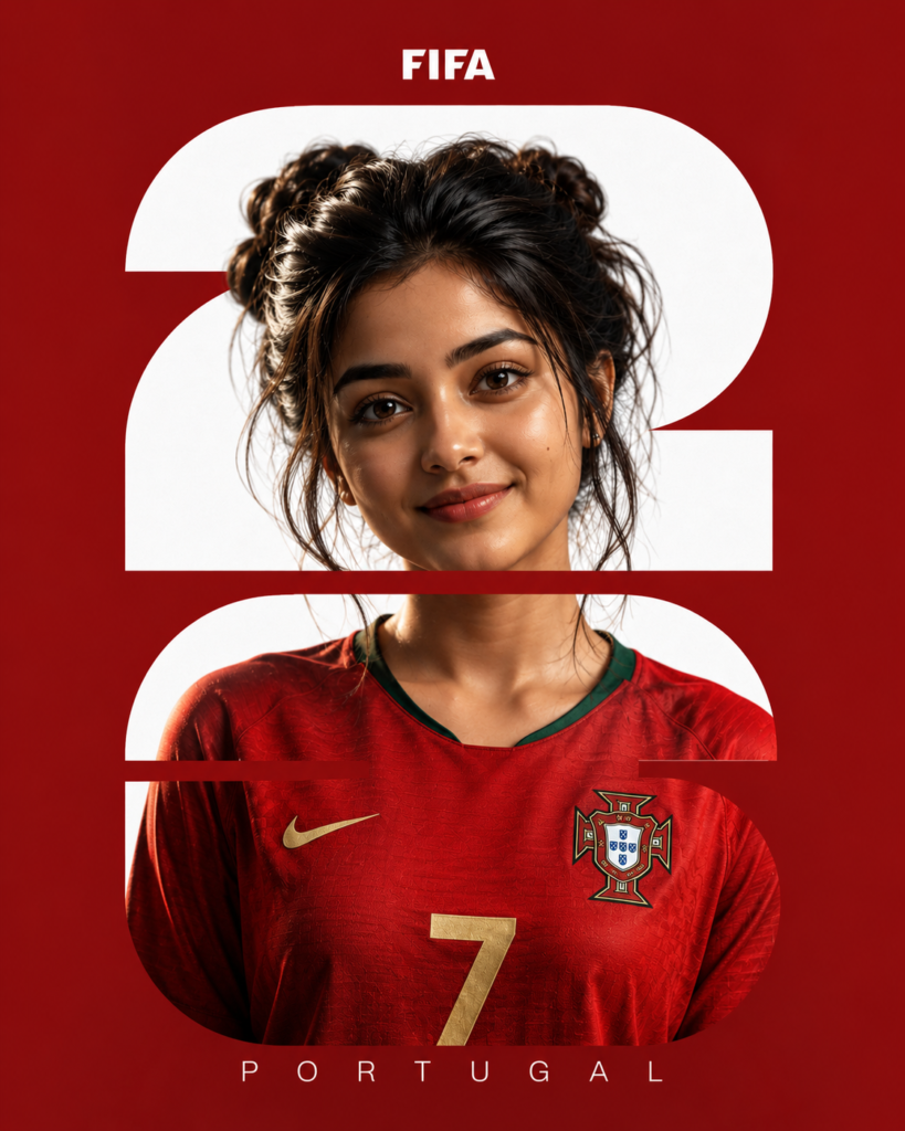 Typography Mask Football Poster | World Cup 2026 3D Slice Design