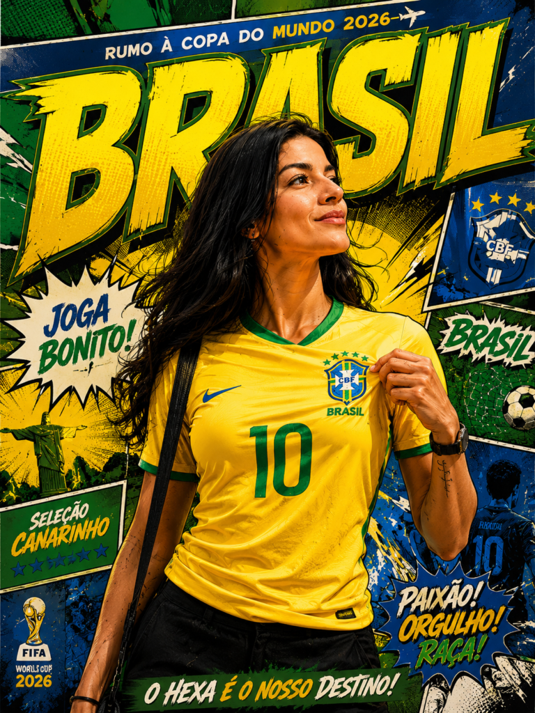 Brazil World Cup 2026 Comic Poster | Glamorous Football Icon Design